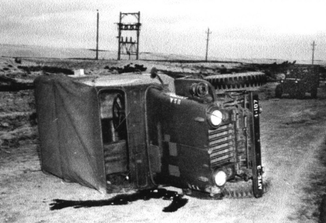 Upturned M38 in Japan 1953 Upturned M38 in Japan 1953